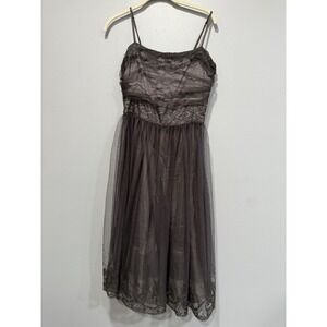Vintage-Style Charcoal Tulle & Lace Midi Dress – Dark‎ Romantic / Whimsygoth